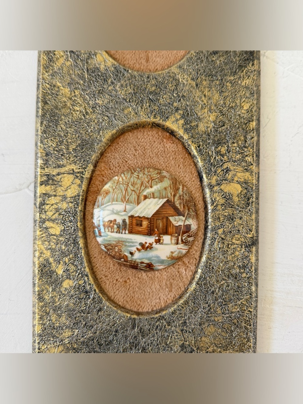Vintage Italian Florentine Gold Textured Wall Plaque Mini Ceramic Print - Picture 4 of 8